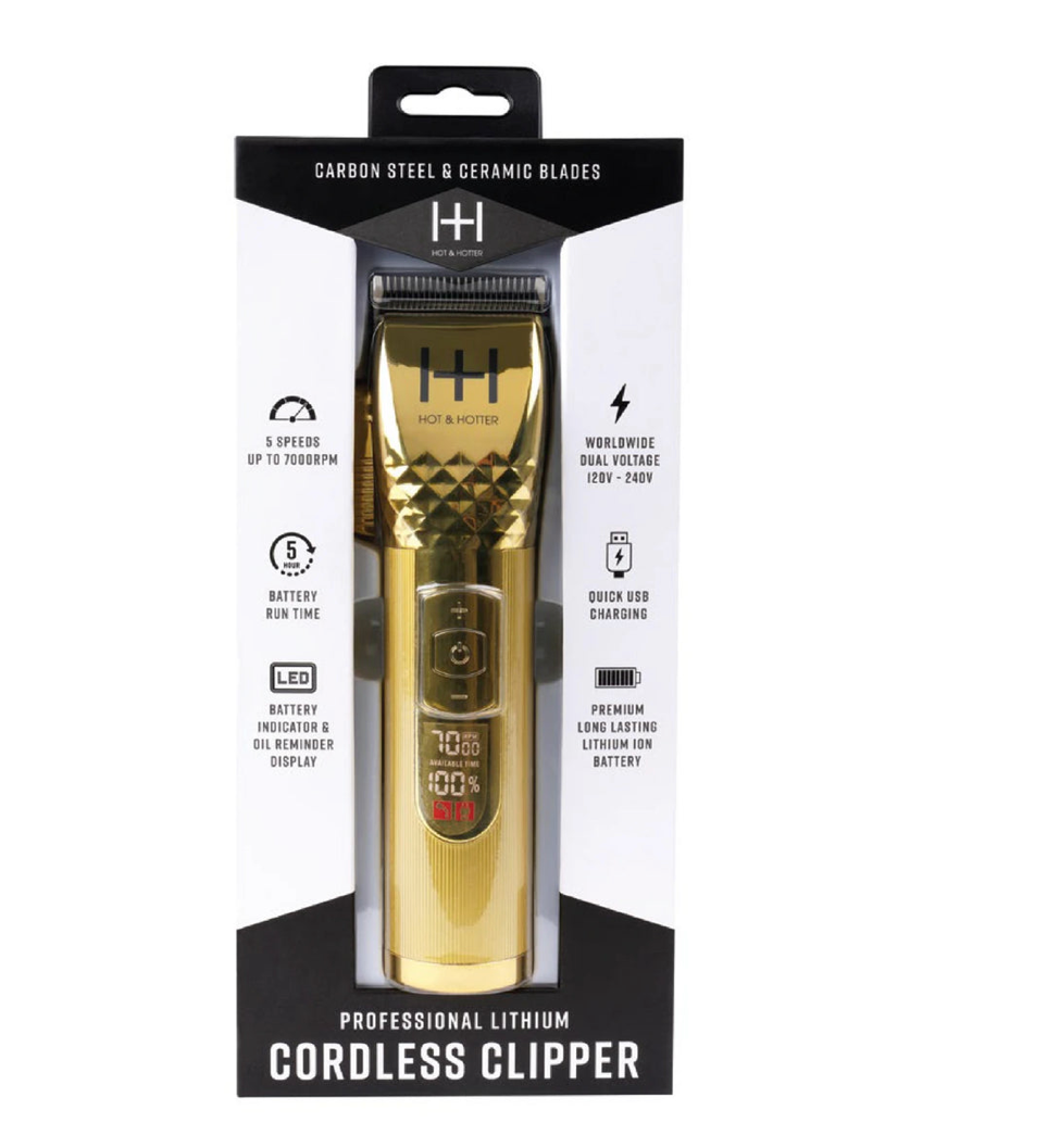 Hot & Hotter Professional Lithium Cordless Clipper (Gold)