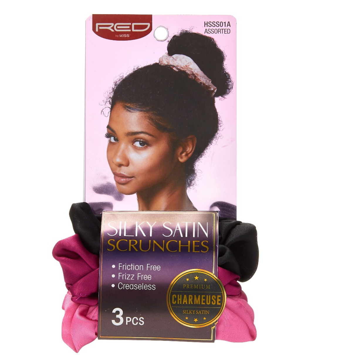 Red Silky Satin Scrunches- 3pc