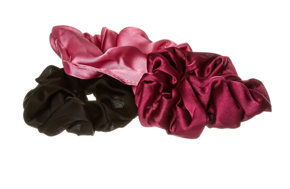 Red Silky Satin Scrunches- 3pc