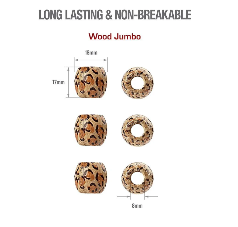 Red by Kiss Jumbo Leopard Pattern Wood Hair Beads