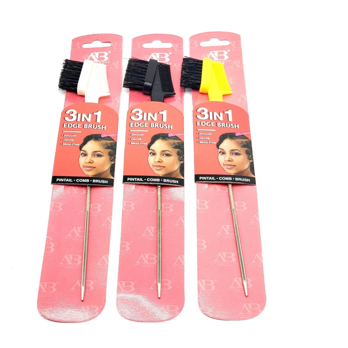 AB 3 IN 1 EDGE BRUSH W/ METAL PIN - Elegant Boutique Beauty Supply