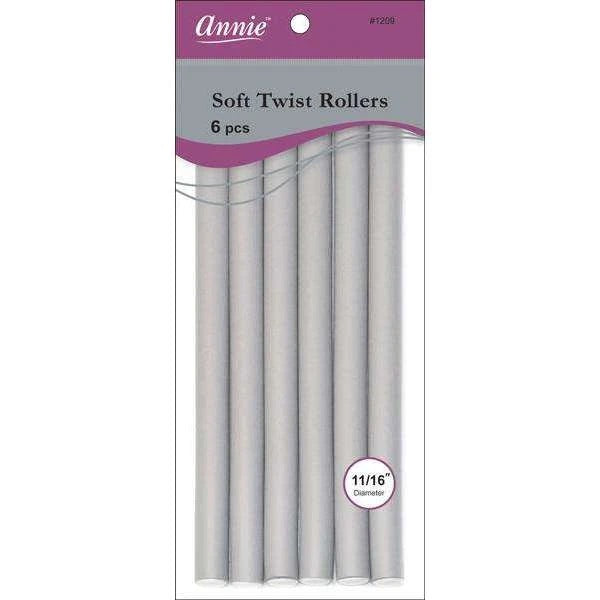 Annie Soft Twist Rollers (10" Gray)