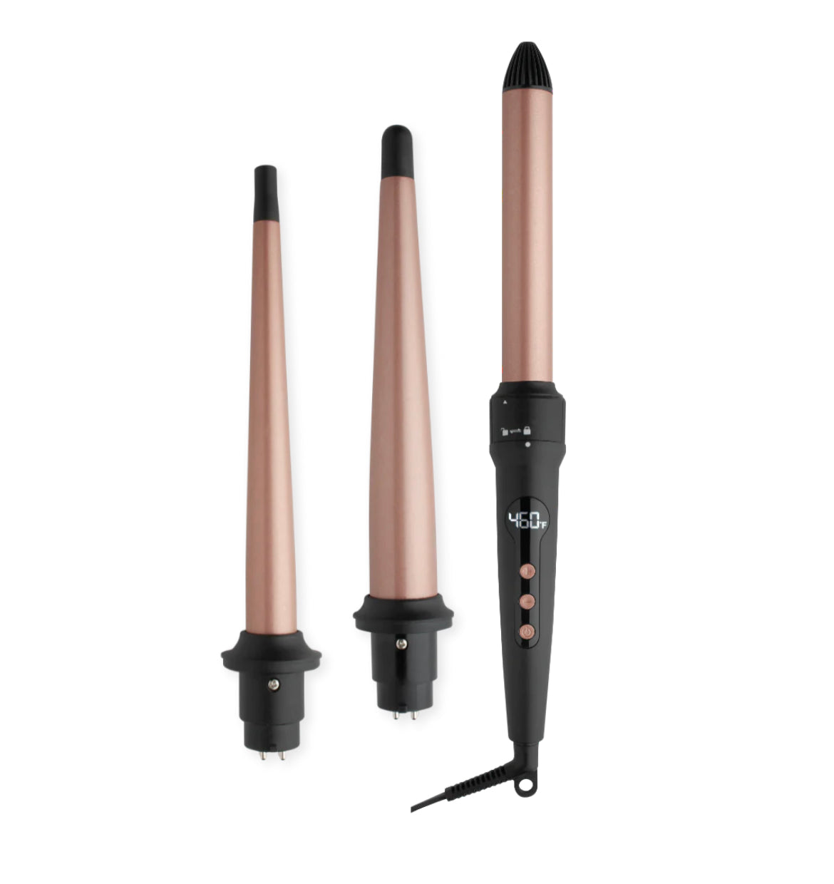 HOT & HOTTER 3 IN 1 INTERCHANGEABLE DIGITAL CURLING WAND SET