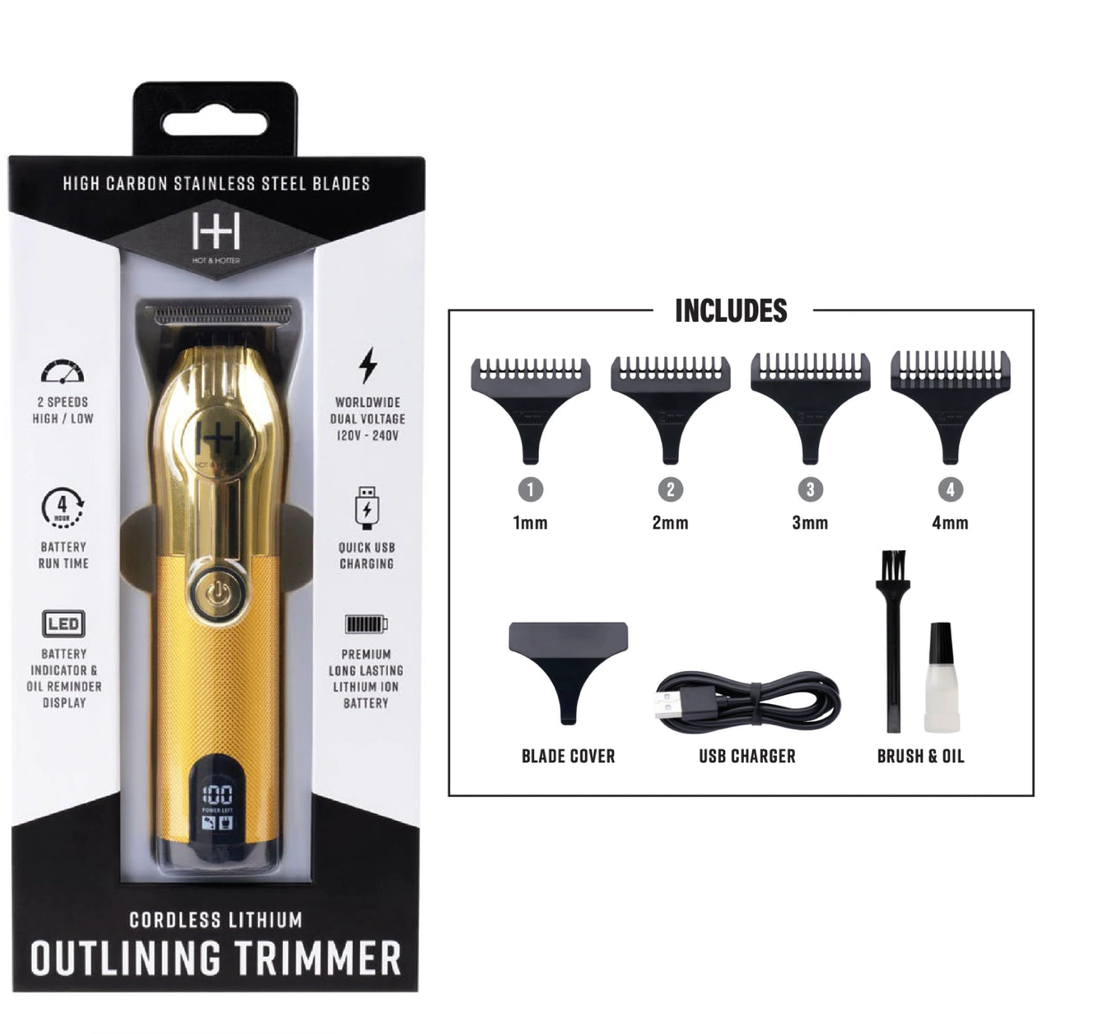 Hot & Hotter Cordless Lithium Outlining Trimmer (Gold)