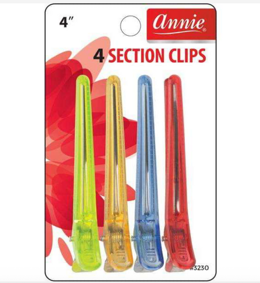 Annie Clear Section Clips- 4 count
