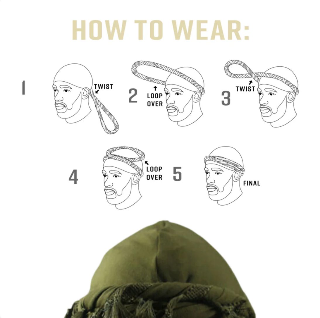 Mr. Durag Silky Spandex Crown Turban with Tassels Large / X-Large