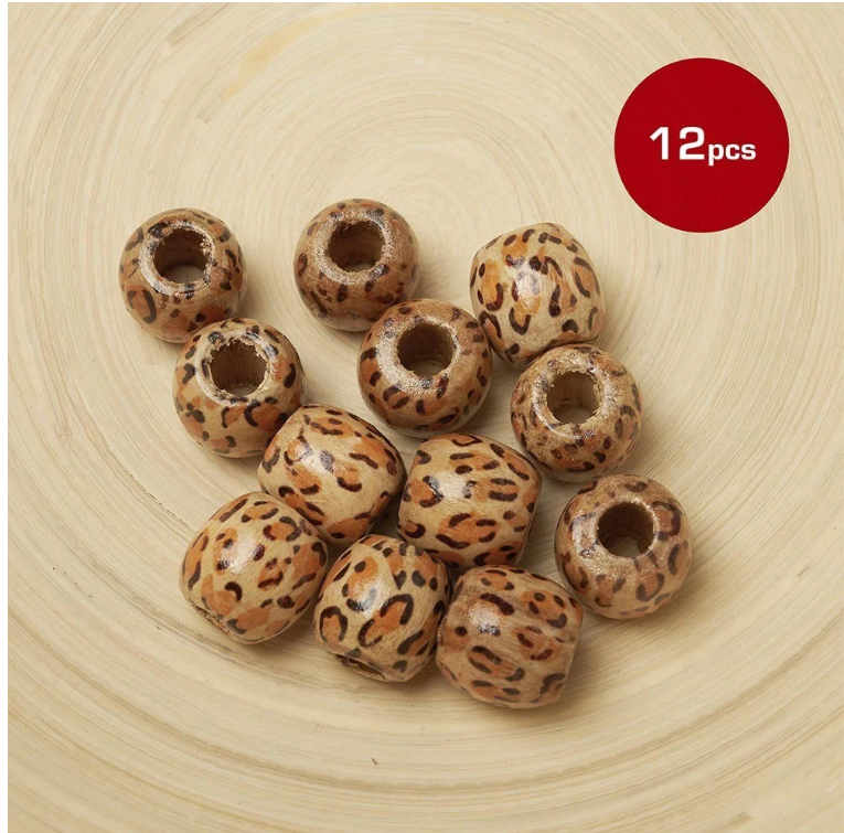 Red by Kiss Jumbo Leopard Pattern Wood Hair Beads