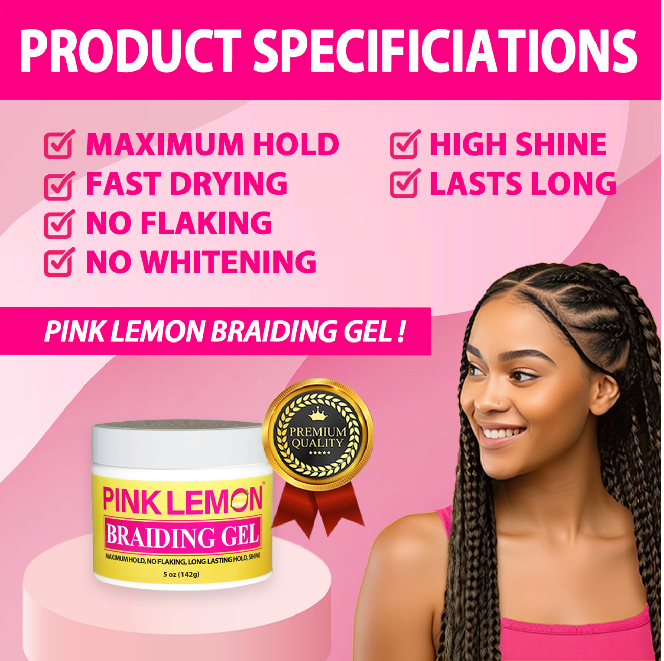 Pink Lemon Braiding Gel
