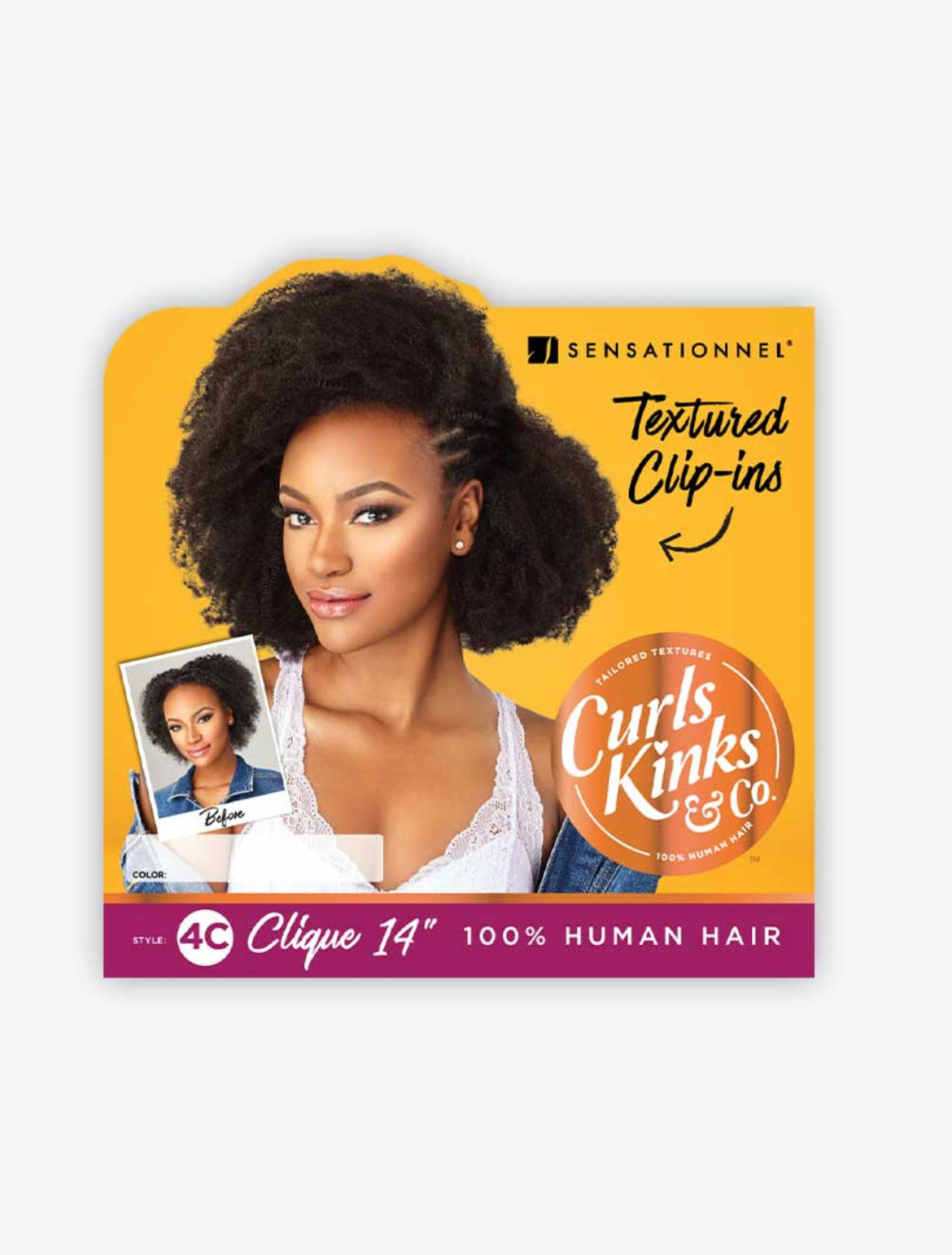 Sensationnel Curls Kinks & Co. Clip-In Extensions (4c Clique Human Hair)