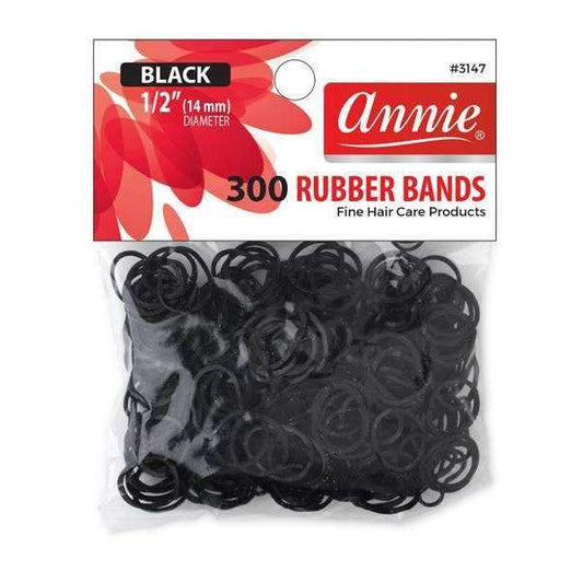 ANNIE RUBBER BANDS BLACK- 300PC - Elegant Boutique Beauty Supply