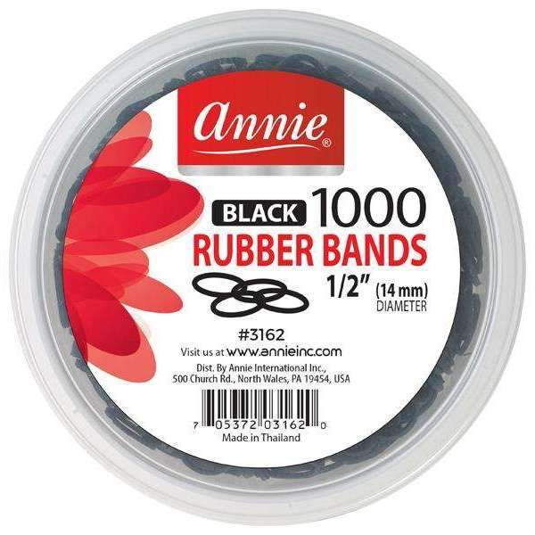 ANNIE RUBBER BANDS BLACK- 1000PC - Elegant Boutique Beauty Supply