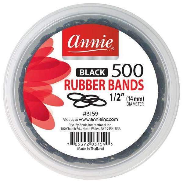 ANNIE RUBBER BANDS BLACK- 500PC - Elegant Boutique Beauty Supply